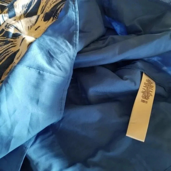 Eliza J Blue  White Leaf Botanical Fit and Flare Dress 10 - Picture 11 of 14